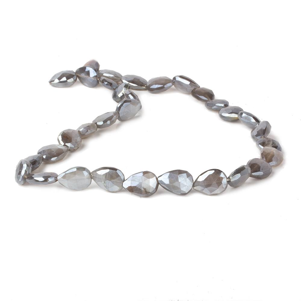 9x8-13x8mm Mystic Dark Platinum Grey Moonstone faceted pears 14 inch 29 beads (ONLINE ORDER ONLY)