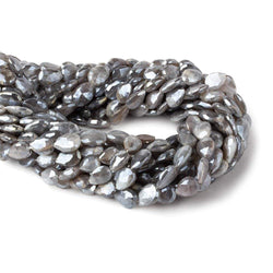 9x8-13x8mm Mystic Dark Platinum Grey Moonstone faceted pears 14 inch 29 beads (ONLINE ORDER ONLY)