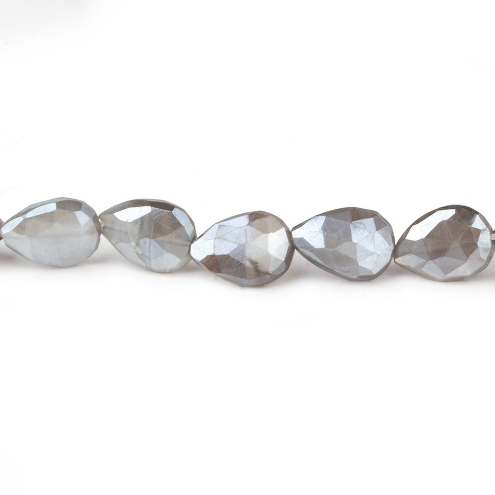9x8-13x8mm Mystic Dark Platinum Grey Moonstone faceted pears 14 inch 29 beads (ONLINE ORDER ONLY)