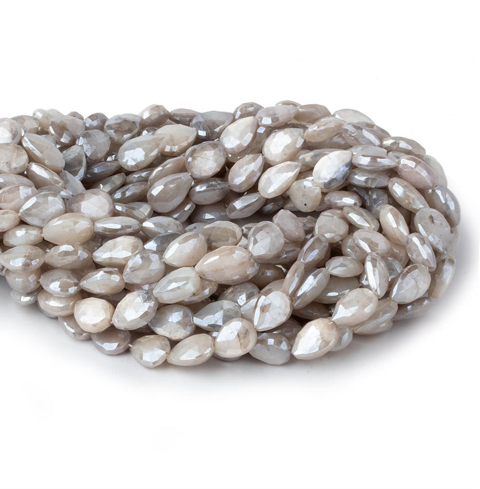 9x8-13x8mm Mystic Greyish Cream Moonstone faceted pears 14 inch 29 beads (ONLINE ORDER ONLY)