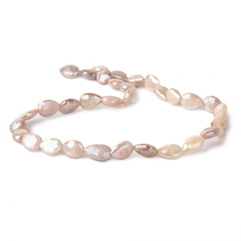 9x8-13x8mm Mystic Peach Moonstone faceted pears 14 inch 29 beads (ONLINE ORDER ONLY)
