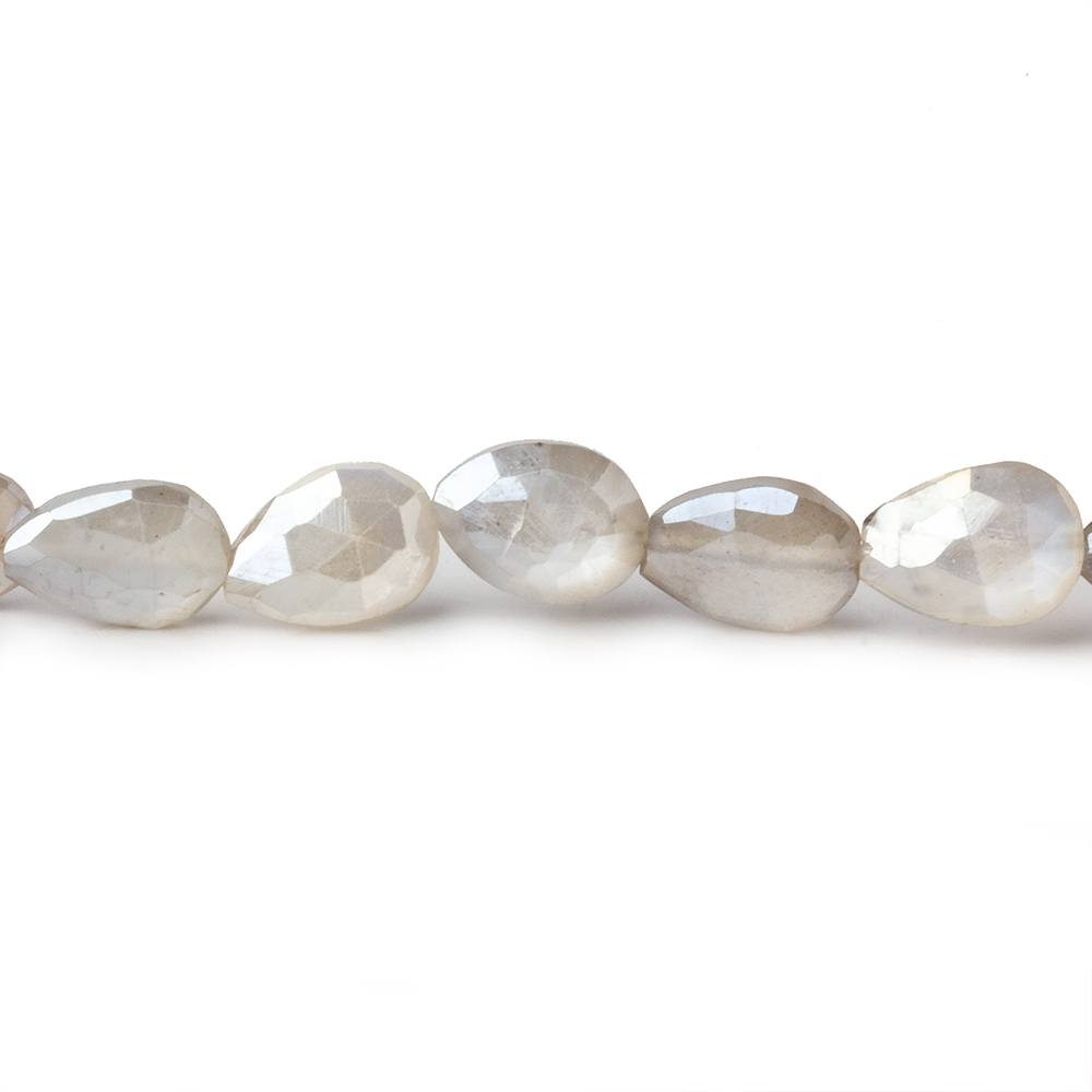 9x8-13x8mm Mystic Platinum Grey Moonstone faceted pears 14 inch 29 beads (ONLINE ORDER ONLY)