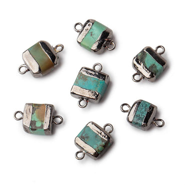 10x10x5mm Black Gold Leafed Chinese Turquoise plain square connector 1 piece (ONLINE ORDER ONLY)