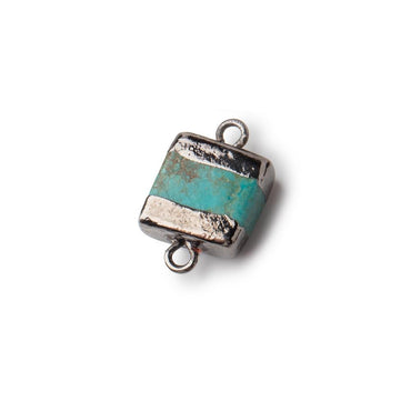 10x10x5mm Black Gold Leafed Chinese Turquoise plain square connector 1 piece (ONLINE ORDER ONLY)