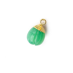 9x8mm Gold Leafed Green Onyx Carved Melon focal bead Pendant sold as 1 piece (ONLINE ORDER ONLY)
