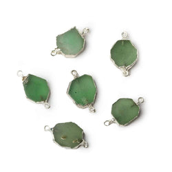 9x8mm Silver Leafed Chrysoprase Slice Connector 1 piece (ONLINE ORDER ONLY)