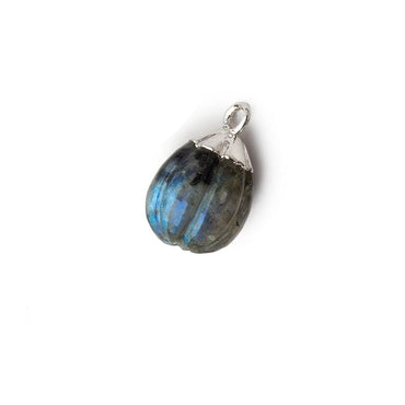 9x8mm Silver Leafed Labradorite Carved Melon focal bead Pendant sold as 1 piece (ONLINE ORDER ONLY)