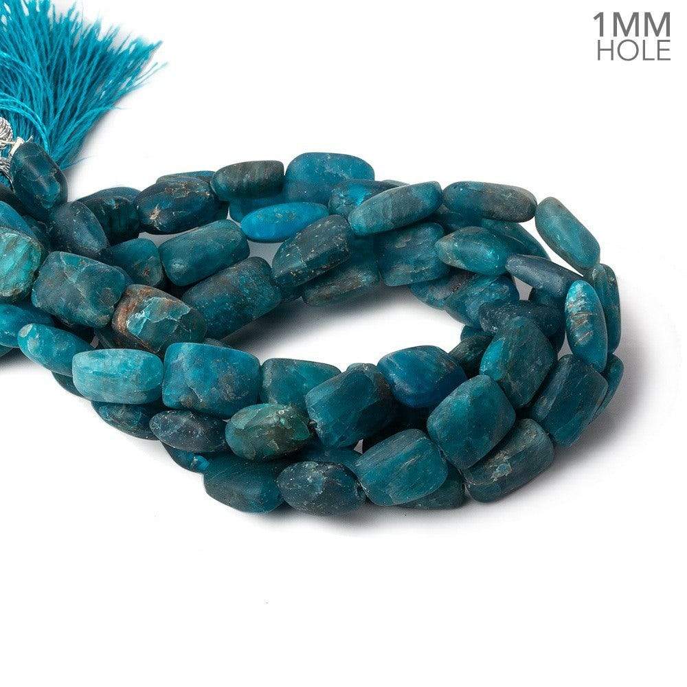 9x8x4-11x7x4mm Matte Neon Blue Apatite straight drilled plain rectangles 7.5 inch 19 beads (ONLINE ORDER ONLY)