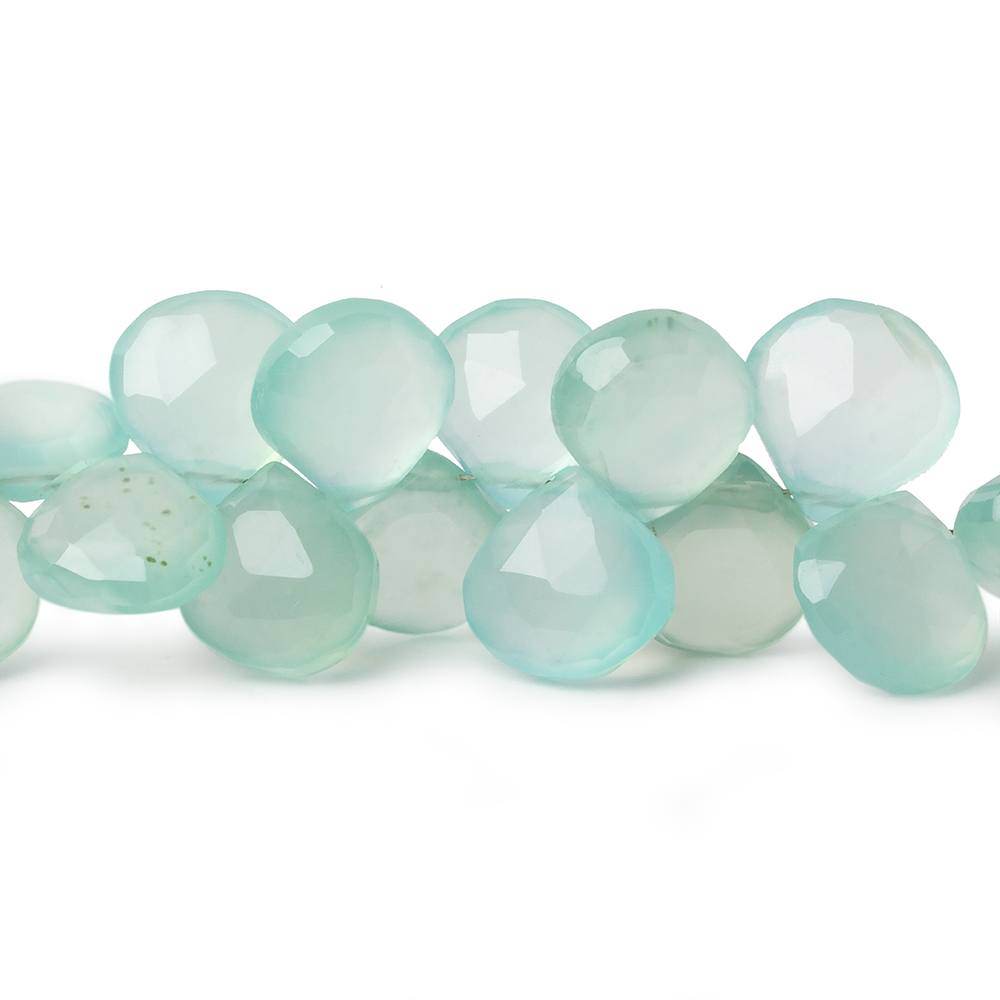 9x9-10x10mm Caribbean Green Chalcedony Faceted Hearts 8 inch 45 Beads (ONLINE ORDER ONLY)