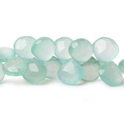 9x9-10x10mm Caribbean Green Chalcedony Faceted Hearts 8 inch 45 Beads (ONLINE ORDER ONLY)