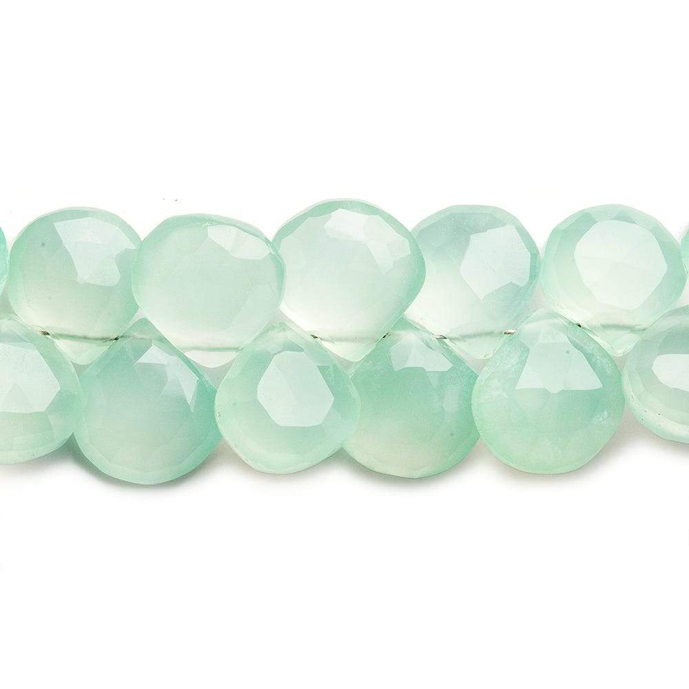 9x9-10x10mm Caribbean Green Chalcedony Faceted Hearts 8 inch 45 Beads (ONLINE ORDER ONLY)
