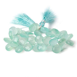 9x9-10x10mm Caribbean Green Chalcedony Faceted Hearts 8 inch 45 Beads (ONLINE ORDER ONLY)