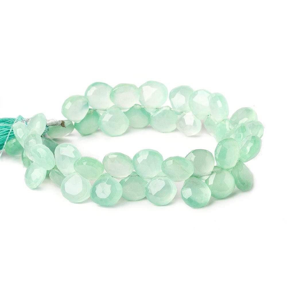 9x9-10x10mm Caribbean Green Chalcedony Faceted Hearts 8 inch 45 Beads (ONLINE ORDER ONLY)