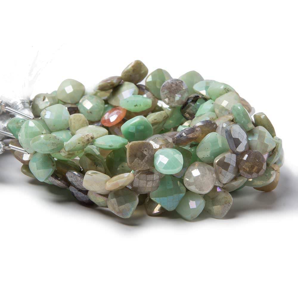 9x9-10x10mm Mystic Multi Gemstone faceted pillow beads 8 inch 44 pieces (ONLINE ORDER ONLY)