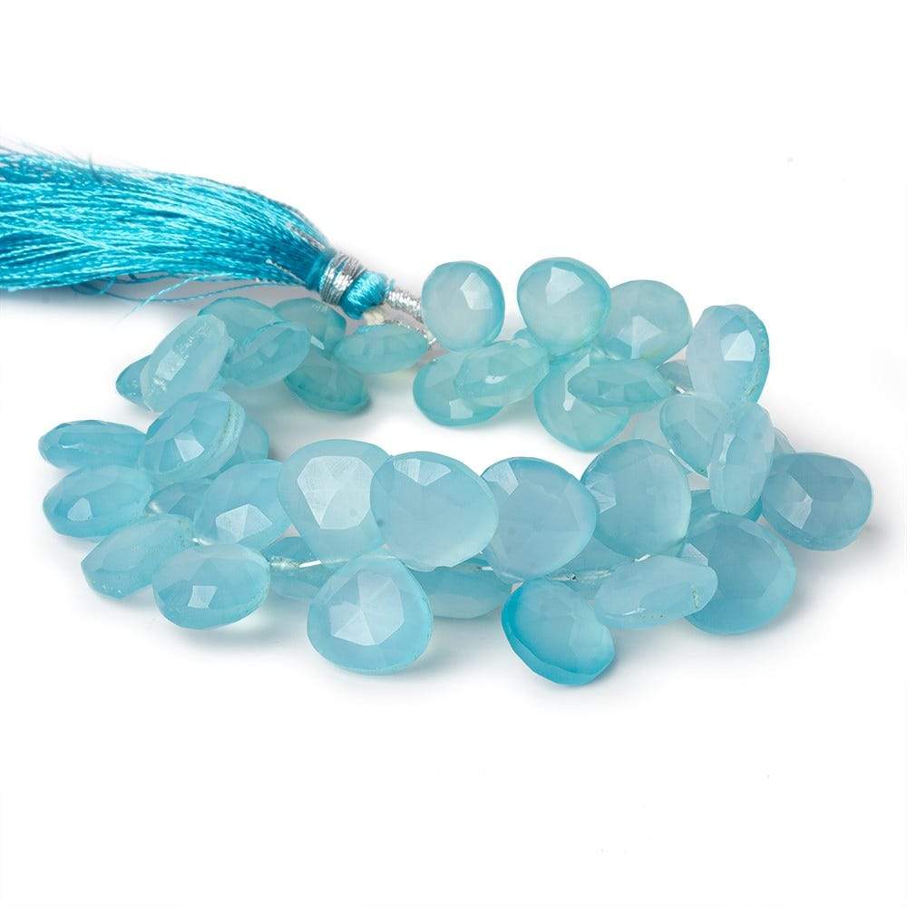 9x9-11x11mm Key West Blue Chalcedony faceted hearts 8 inch 55 beads AAA (ONLINE ORDER ONLY)