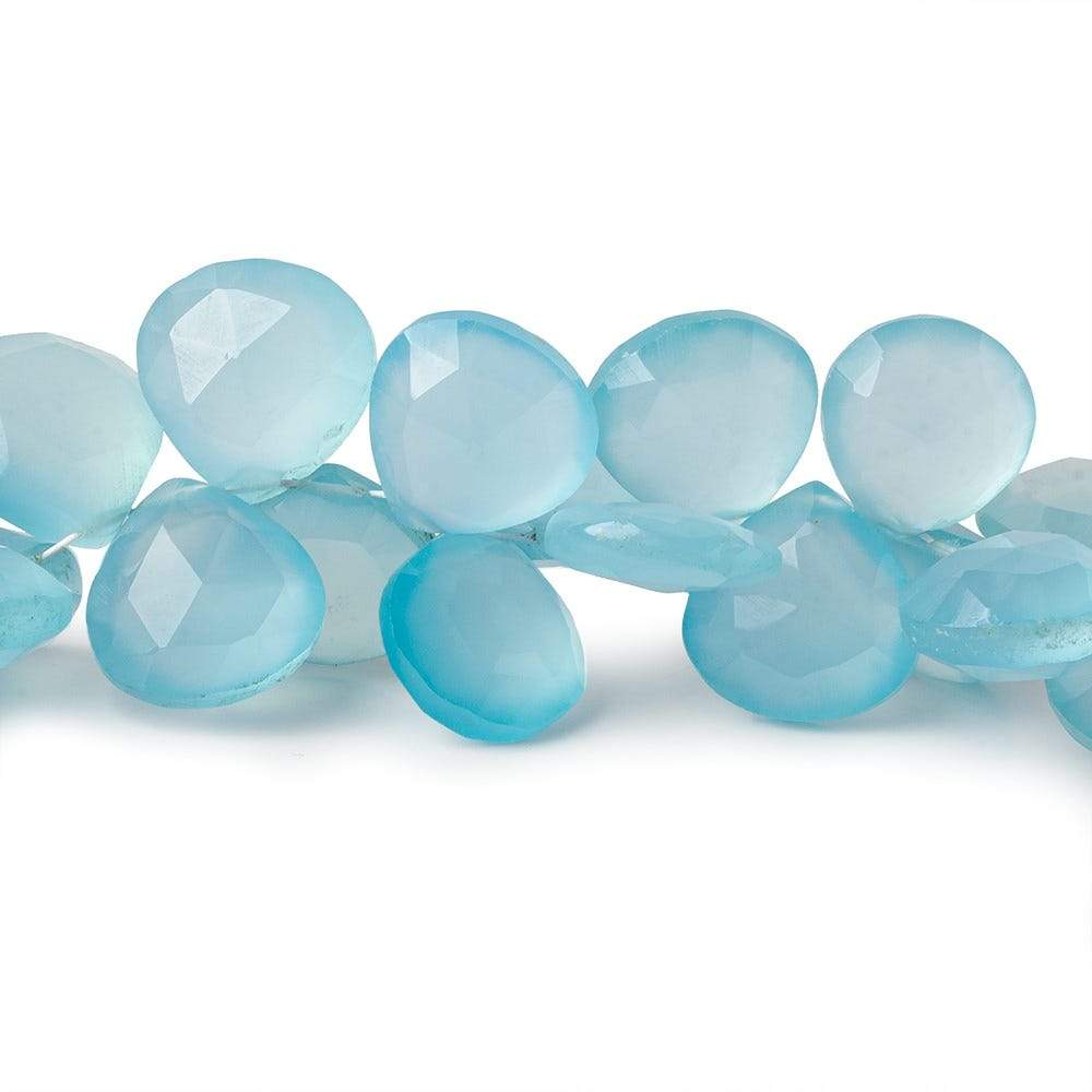 9x9-11x11mm Key West Blue Chalcedony faceted hearts 8 inch 55 beads AAA (ONLINE ORDER ONLY)