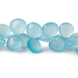 9x9-11x11mm Key West Blue Chalcedony faceted hearts 8 inch 55 beads AAA (ONLINE ORDER ONLY)
