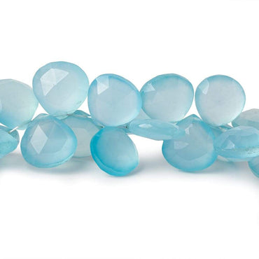 9x9-11x11mm Key West Blue Chalcedony faceted hearts 8 inch 55 beads AAA (ONLINE ORDER ONLY)