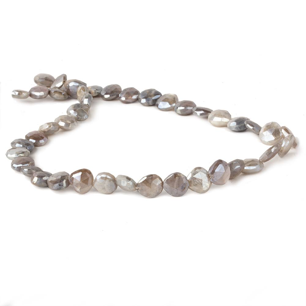 9x9-11x11mm Mystic Platinum Grey Moonstone straight drill faceted hearts 14 inch 35 beads (ONLINE ORDER ONLY)