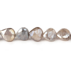 9x9-11x11mm Mystic Platinum Grey Moonstone straight drill faceted hearts 14 inch 35 beads (ONLINE ORDER ONLY)