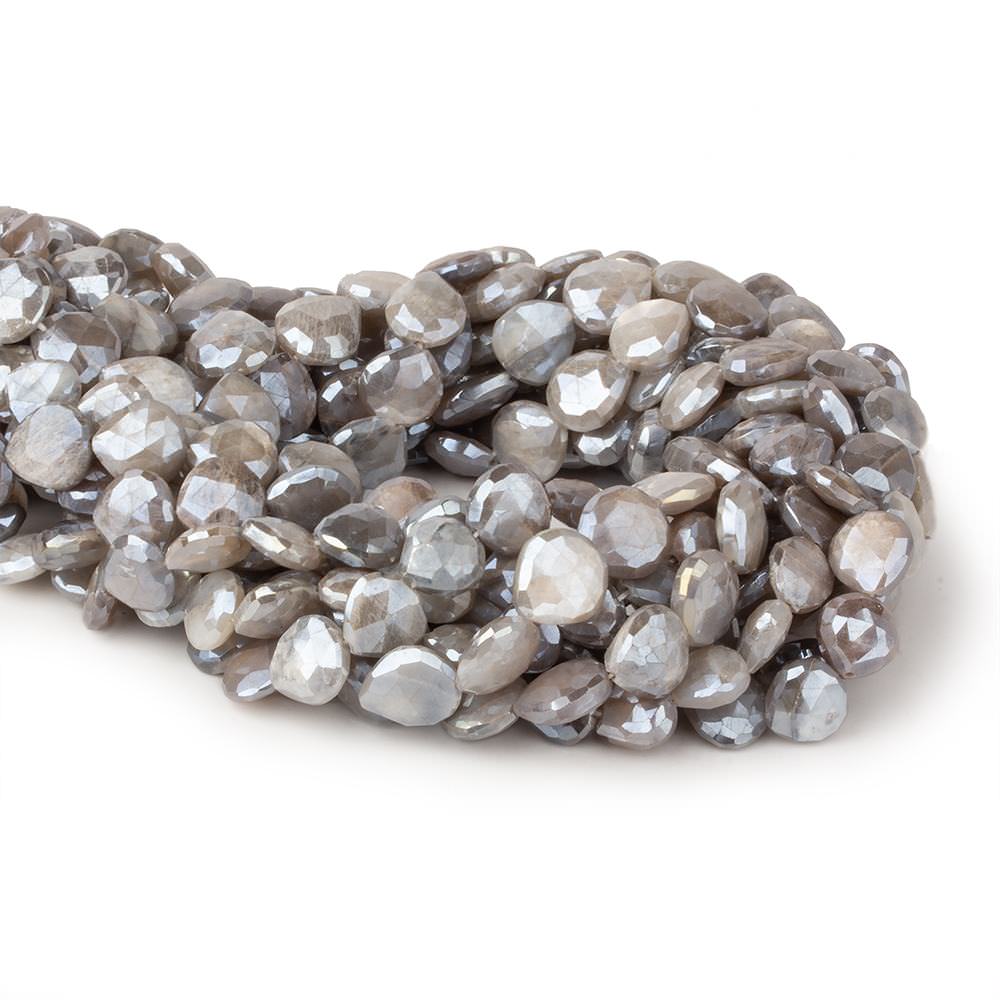 9x9-11x11mm Mystic Platinum Grey Moonstone straight drill faceted hearts 14 inch 35 beads (ONLINE ORDER ONLY)