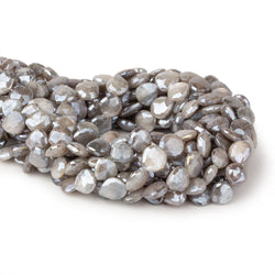 9x9-11x11mm Mystic Platinum Grey Moonstone straight drill faceted hearts 14 inch 35 beads (ONLINE ORDER ONLY)