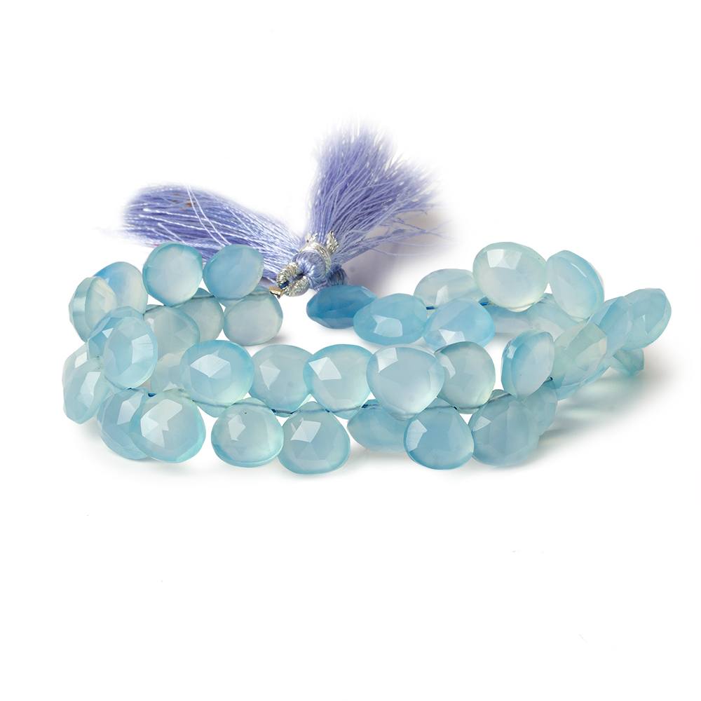 9x9-11x11mm Sky Blue Chalcedony faceted hearts 8 inch 41 beads AAA (ONLINE ORDER ONLY)