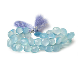 9x9-11x11mm Sky Blue Chalcedony faceted hearts 8 inch 41 beads AAA (ONLINE ORDER ONLY)