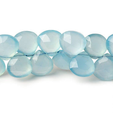 9x9-11x11mm Sky Blue Chalcedony faceted hearts 8 inch 41 beads AAA (ONLINE ORDER ONLY)
