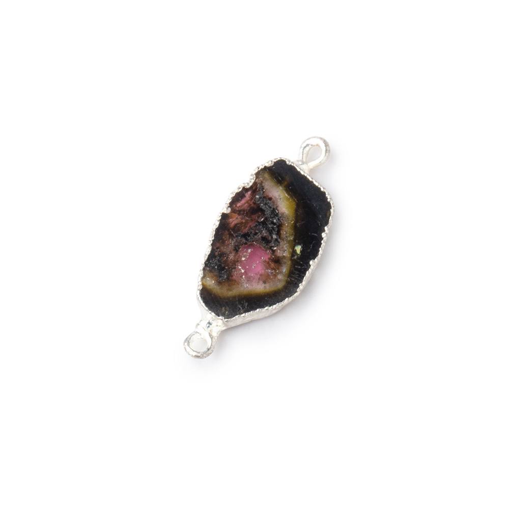 9x9-12x11mm Silver Leafed Tourmaline Natural Crystal Slice 1 Connector Focal (ONLINE ORDER ONLY)