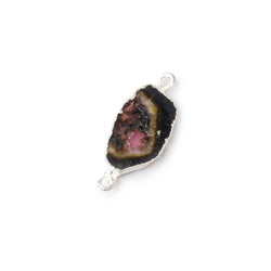 9x9-12x11mm Silver Leafed Tourmaline Natural Crystal Slice 1 Connector Focal (ONLINE ORDER ONLY)