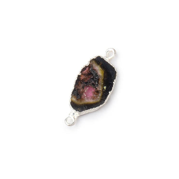 9x9-12x11mm Silver Leafed Tourmaline Natural Crystal Slice 1 Connector Focal (ONLINE ORDER ONLY)