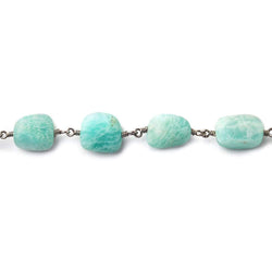 9x9-12x8mm Matte Amazonite plain nugget Black Gold plated Chain by the foot 19 beads per (ONLINE ORDER ONLY)