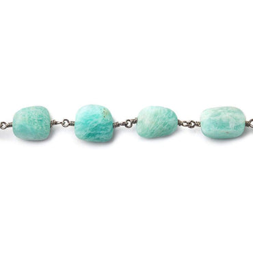 9x9-12x8mm Matte Amazonite plain nugget Black Gold plated Chain by the foot 19 beads per (ONLINE ORDER ONLY)