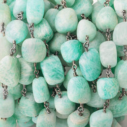 9x9-12x8mm Matte Amazonite plain nugget Black Gold plated Chain by the foot 19 beads per (ONLINE ORDER ONLY)