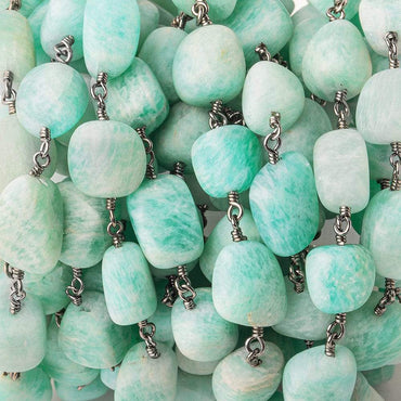 9x9-12x8mm Matte Amazonite plain nugget Black Gold plated Chain by the foot 19 beads per (ONLINE ORDER ONLY)