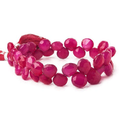 9x9-13x13mm Fushia Pink Chalcedony Faceted Hearts 8 inch 39 Beads (ONLINE ORDER ONLY)