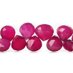 9x9-13x13mm Fushia Pink Chalcedony Faceted Hearts 8 inch 39 Beads (ONLINE ORDER ONLY)