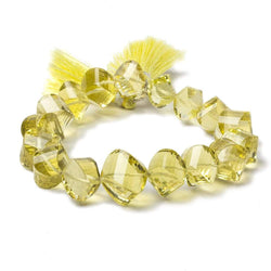 9x9-13x13mm Lemon Quartz Straight Drill Faceted Twist 7.5 inch 17 Beads AA Grade (ONLINE ORDER ONLY)