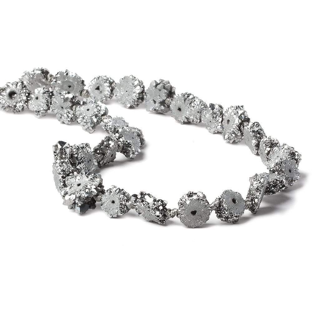 9x9-13x13mm Silver plated Solar Quartz slice beads 16 inch 27 pieces (ONLINE ORDER ONLY)