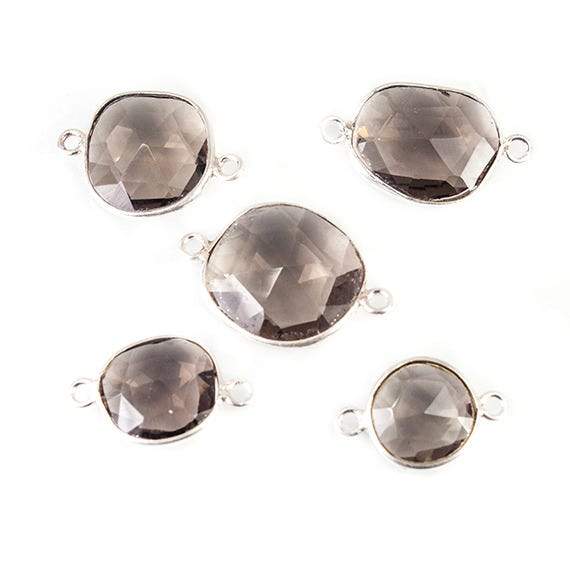 9x9-13x14mm Sterling Silver Bezeled Champagne Quartz Focal Bead Set of 5 (ONLINE ORDER ONLY)