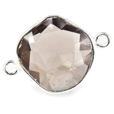 9x9-13x14mm Sterling Silver Bezeled Champagne Quartz Focal Bead Set of 5 (ONLINE ORDER ONLY)