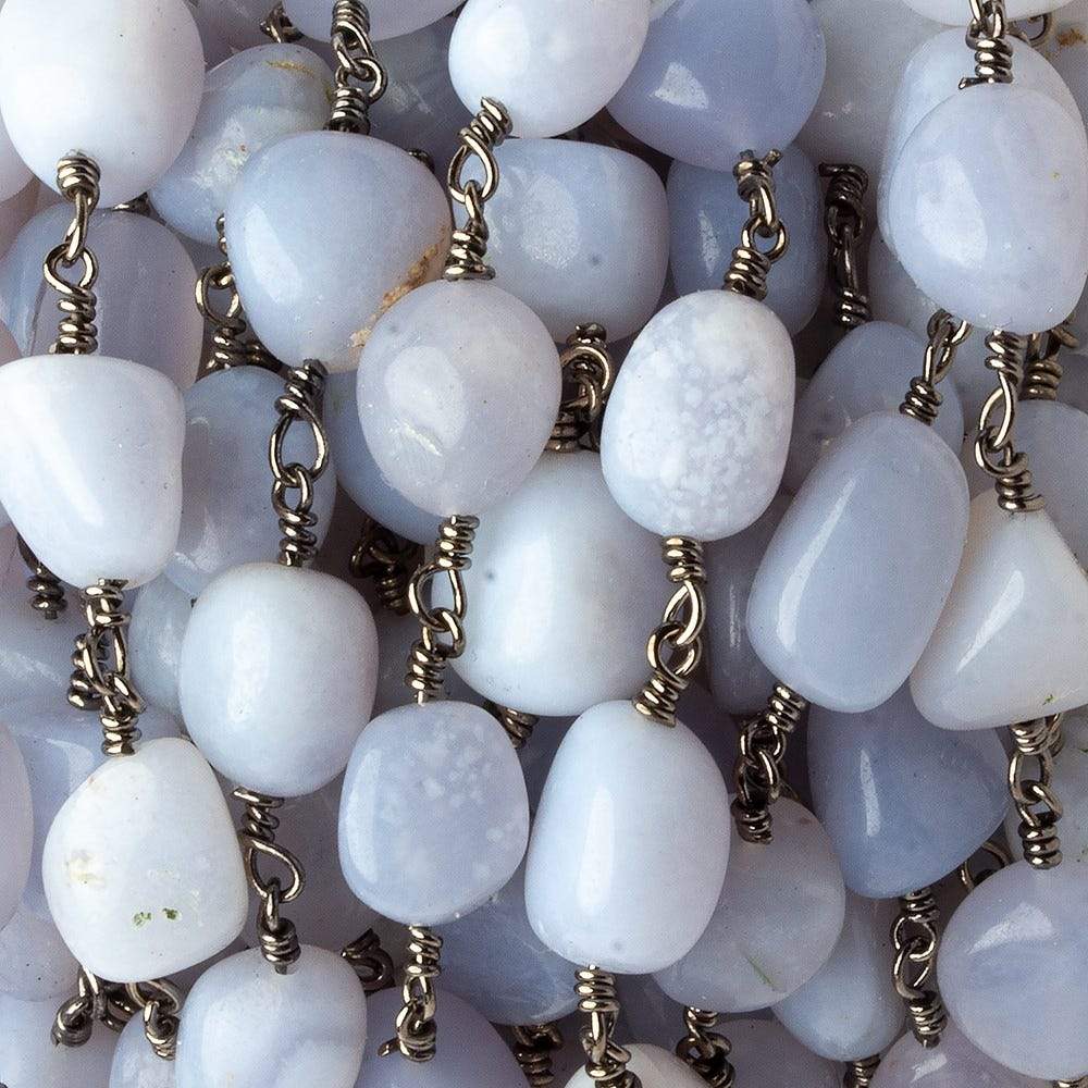 9x9-13x9mm Turkish Chalcedony plain nugget Black Gold plated Chain by the foot 18 pieces (ONLINE ORDER ONLY)