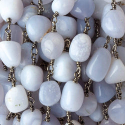 9x9-13x9mm Turkish Chalcedony plain nugget Black Gold plated Chain by the foot 18 pieces (ONLINE ORDER ONLY)