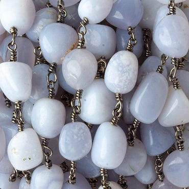 9x9-13x9mm Turkish Chalcedony plain nugget Black Gold plated Chain by the foot 18 pieces (ONLINE ORDER ONLY)