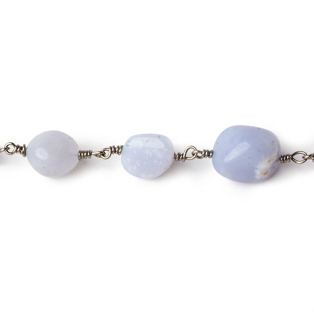 9x9-13x9mm Turkish Chalcedony plain nugget Black Gold plated Chain by the foot 18 pieces (ONLINE ORDER ONLY)