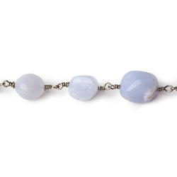 9x9-13x9mm Turkish Chalcedony plain nugget Black Gold plated Chain by the foot 18 pieces (ONLINE ORDER ONLY)