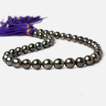 9x9.5-10.5x11.5mm Peacock Tahitian Round Saltwater Pearls 16 inch 40 pieces A (ONLINE ORDER ONLY)