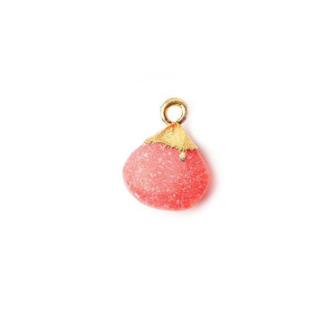 8mm Gold Leaf Frosted Watermelon Chalcedony plain heart Bead 1 piece (ONLINE ORDER ONLY)