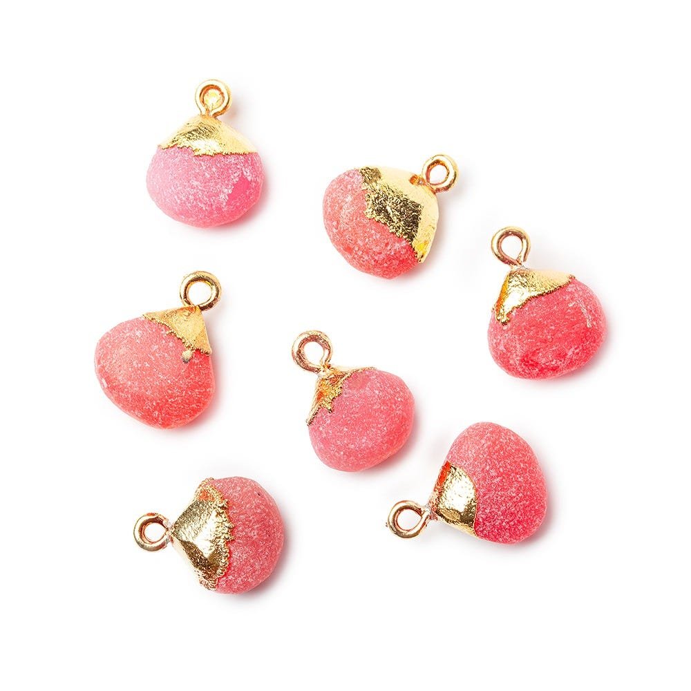 8mm Gold Leaf Frosted Watermelon Chalcedony plain heart Bead 1 piece (ONLINE ORDER ONLY)